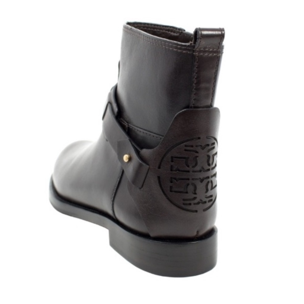Tory Burch Black Leather Derby Flat Ankle Boots EUC - Picture 2 of 11